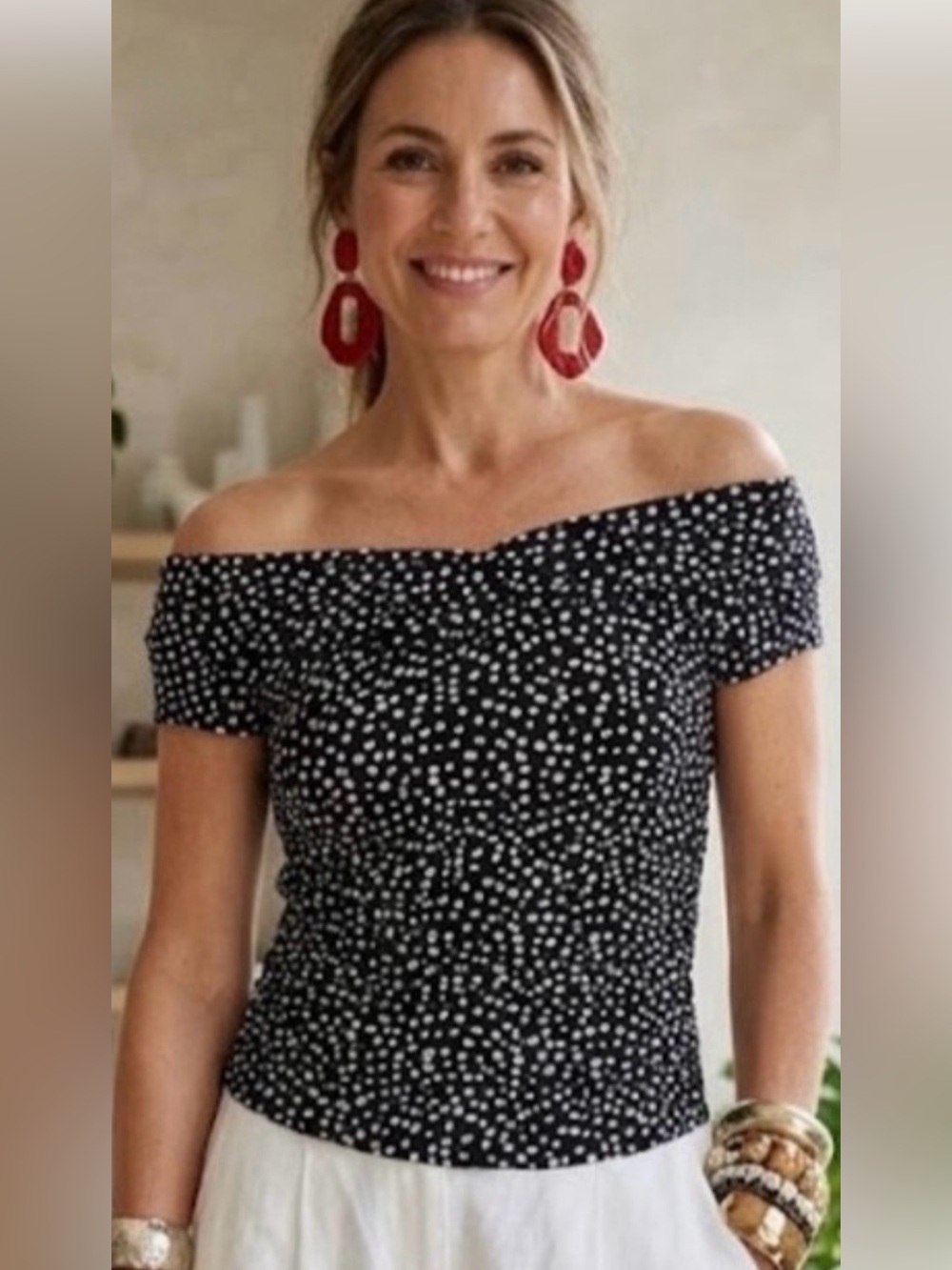 Women’s Blouse with black and white polka dots
